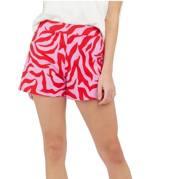 SPANX High Waist Zebra Print Shorts - Red and Pink NWT Size Large - Picture 7 of 9